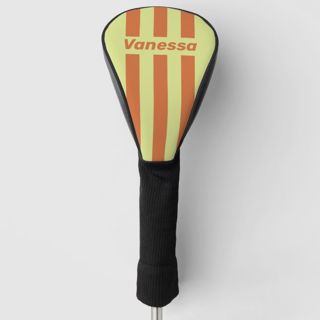 Retro Desert Cactus Three Pin Stripes with Name Golf Headcover (Vorderseite)