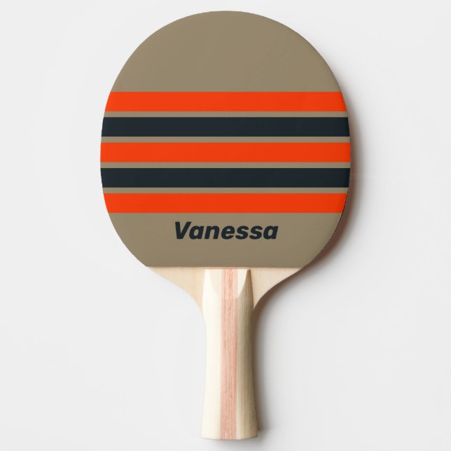 Retro Desert Meadow Across Striping with Name Tischtennis Schläger (Vorderseite)
