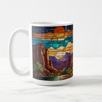 Retro desert scene Sedona mountains stainglass art Kaffeetasse