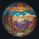 Retro desert scene Sedona mountains stainglass art Pappteller<br><div class="desc">Elegant retro desert Sedona mountain range - artistic views of Cathedral Rock,  Bell Rock,  and Courthouse Butte.</div>