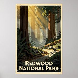 Retro-Design für den Redwood National Park Poster