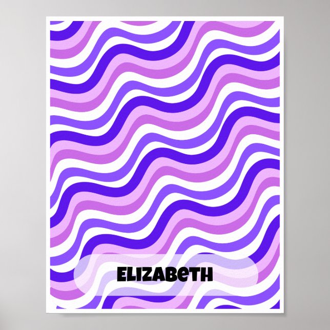 Retro-Design mit deutlich Lila Personalisierten Na Poster (Vorne)