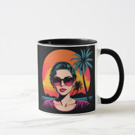 Retro Design Schönheit mit Sonnenbrille Tasse