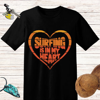 Retro-Design "Surfen ist in meinem Herzen" T-Shirt