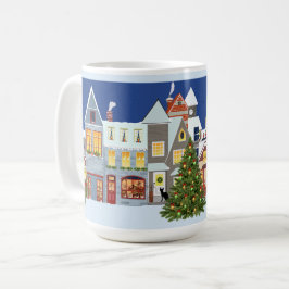 Retro Design Weihnachtsbaumstadt Kaffeetasse