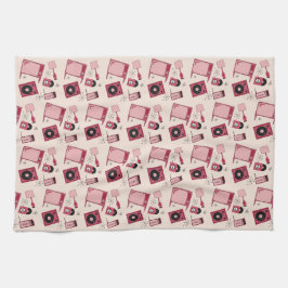 Retro-Designs in Rosatönen Geschirrtuch