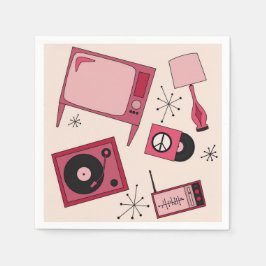 Retro-Designs in verschiedenen Rosatönen Serviette