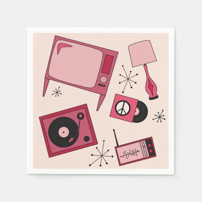 Retro-Designs in verschiedenen Rosatönen Serviette (Vorderseite)