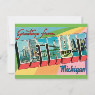 Retro Detroit Michigan Gruß Postkarte