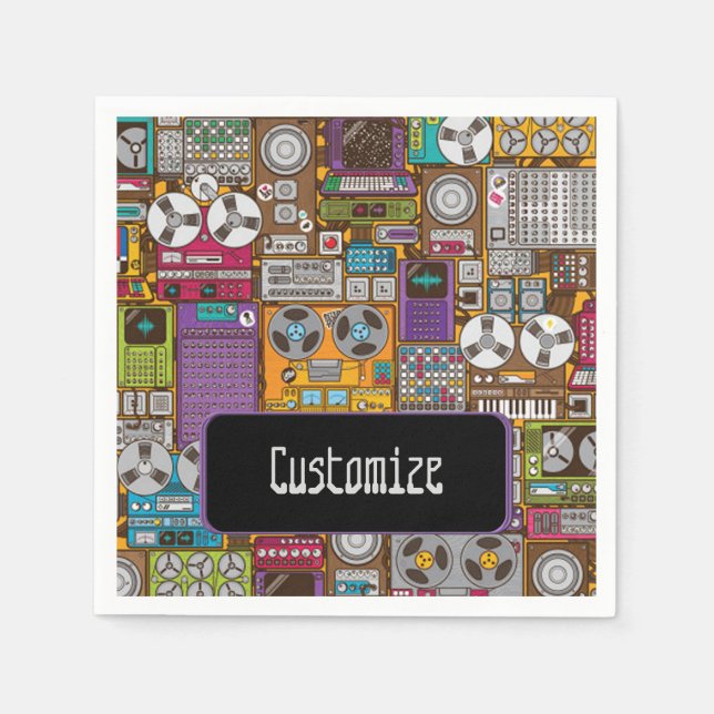 Retro Devices Recording Studio Napkins Serviette (Vorderseite)