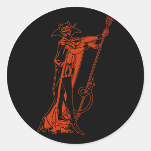 Retro Devil Runder Aufkleber