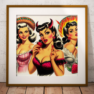 Retro Devilish Button-up Poster
