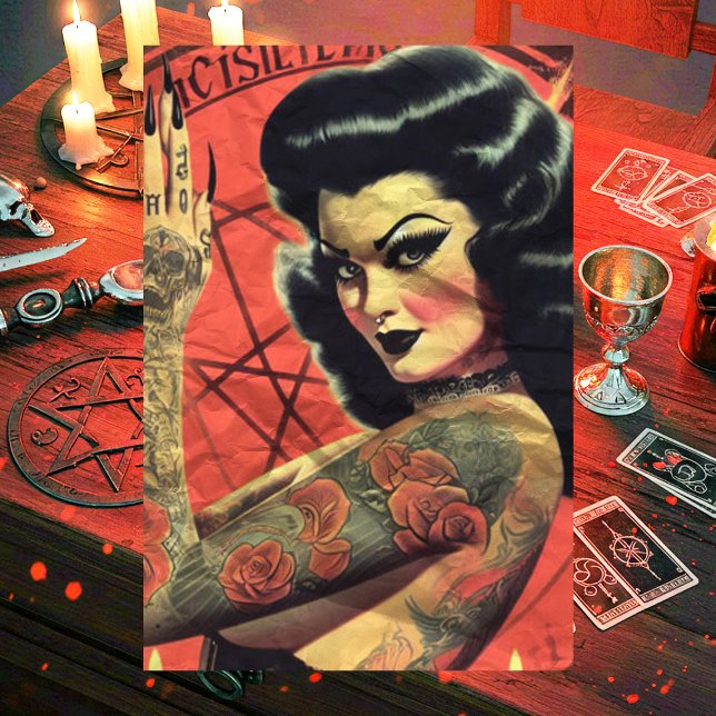 Retro Devilish Girl Seidenpapier (Von Creator hochgeladen)