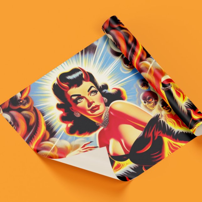 Retro Devilish Pinup Geschenkpapier (Von Creator hochgeladen)