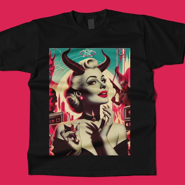 Retro Devilish Woman Collage T-Shirt (Von Creator hochgeladen)
