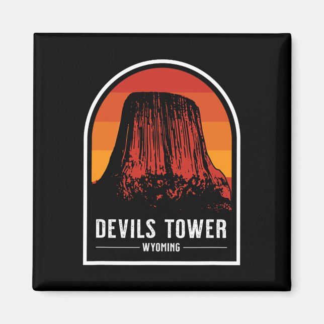 Retro Devils Tower National Monument Wyoming Wande Magnet (Vorne)
