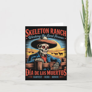 Retro Día De Los Muertos Cowboy Farmer Karte