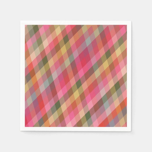 Retro Diagonal Christmas Plaid Cute Preppy Holiday Serviette (Vorderseite)