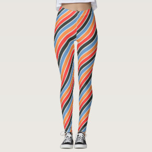 Retro Diagonal gestreift Farbenfrohe moderne Mod Leggings