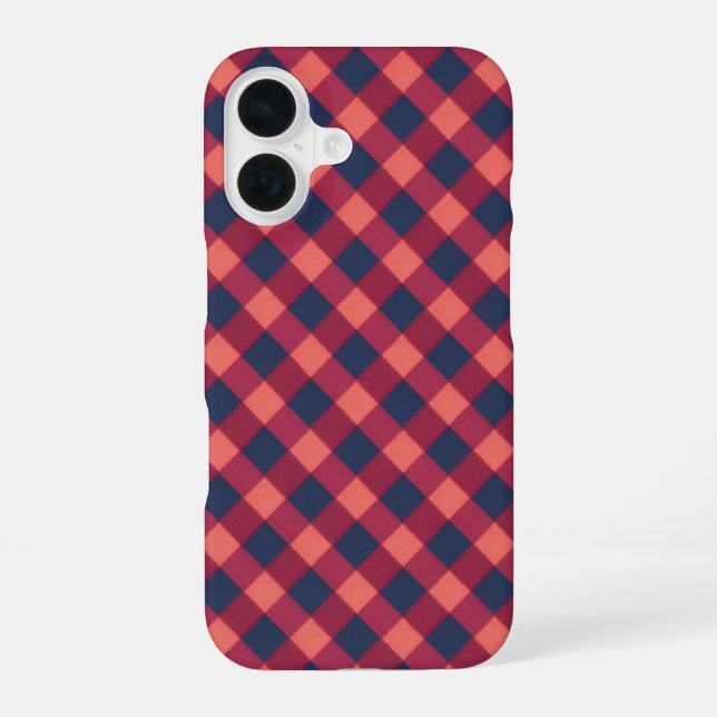 Retro Diagonal Kariert Phone Case iPhone 16 Hülle (Rückseite)