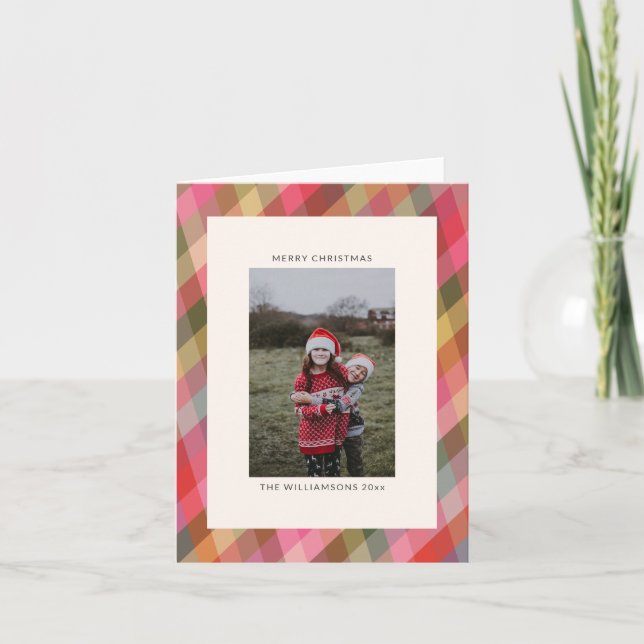 Retro Diagonal Weihnachten Kariertes Niedliches Fo (Vorderseite)