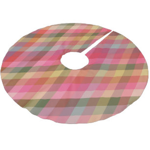 Retro diagonales Weihnachtskaromuster Süß Preppy-F Polyester Weihnachtsbaumdecke