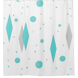 Rétro diamant de turquoise et rideau en douche de