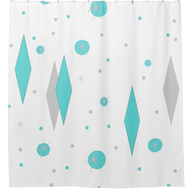 Rétro diamant de turquoise et rideau en douche de (Devant)