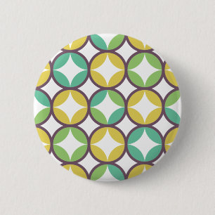Retro-Diamant-im-Kreis-Muster Blau Grün Gold Button