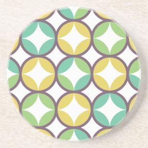 Retro-Diamant-im-Kreis-Muster Blau Grün Gold Getränkeuntersetzer