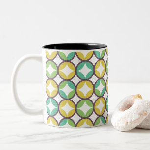 Retro-Diamant im Kreis-Muster Blau Grün Gold Zweifarbige Tasse