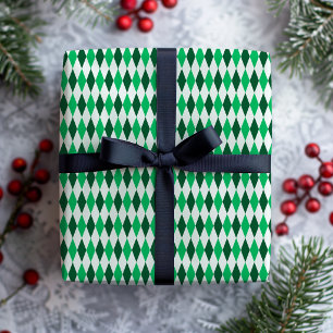 Retro-Diamant-Preppy-Smaragdgrün-Weihnachten Geschenkpapier