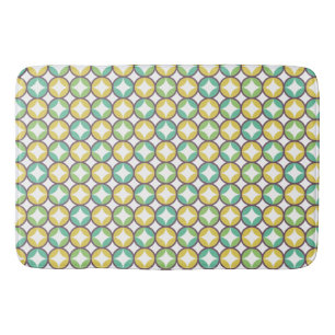 Retro Diamond in Circle Muster Blue Green Gold Badematte