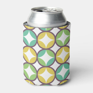 Retro Diamond in Circle Muster Blue Green Gold Dosenkühler
