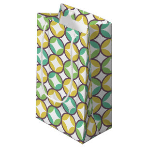 Retro Diamond in Circle Muster Blue Green Gold Kleine Geschenktüte