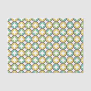 Retro Diamond in Circle Muster Blue Green Gold Seidenpapier