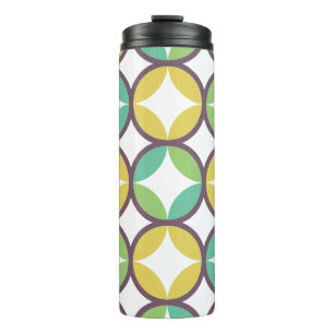 Retro Diamond in Circle Muster Blue Green Gold Thermosbecher