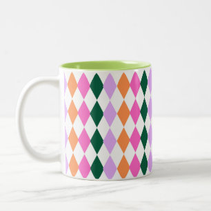 RETRO Diamond Muster farbenfroh Mitte Jahrhundert  Zweifarbige Tasse
