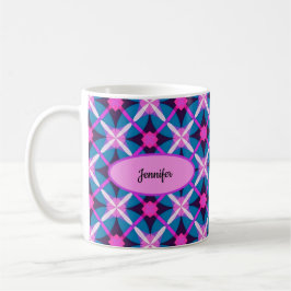 Retro Diamond Muster in Rosa, Lila und Blau - Kaffeetasse