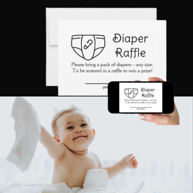 Retro Diaper Raffle Babydusche Umschließkarte Einladung (Von Creator hochgeladen)