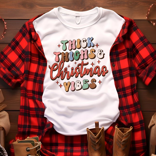 Retro dick Oberschenkel und Weihnachten Weihnachte Tri-Blend Shirt (Von Creator hochgeladen)
