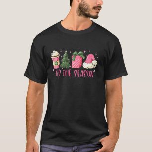 Retro Dies ist die Jahreszeit Weihnachten Rosa Wei T-Shirt
