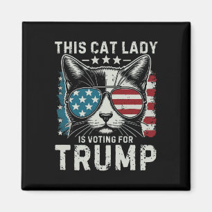 Retro Diese Katzenlady Wählt Trump US-Flagge Magnet
