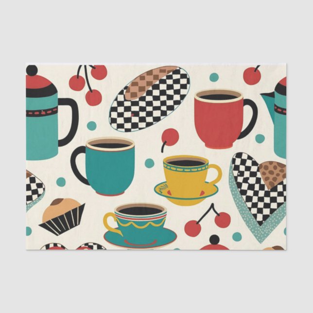 Retro Diner Brew: Teppichpapier aus den 50er Jahre Seidenpapier (Vorderseite)