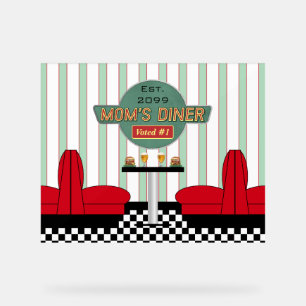 Retro-Diner der Mama mit Burgers & Ber Akryllische Acrylschild