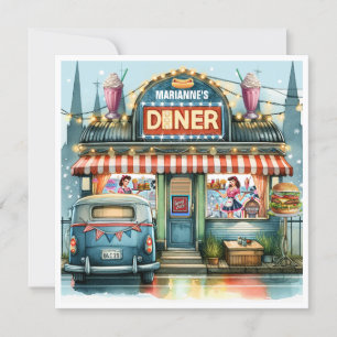 RETRO DINER FIFTIES EINLADUNG