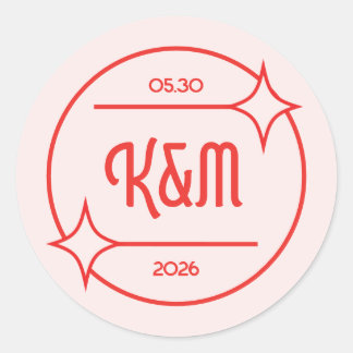 Retro-Diner-Hochzeitseinladungsaufkleber Runder Aufkleber