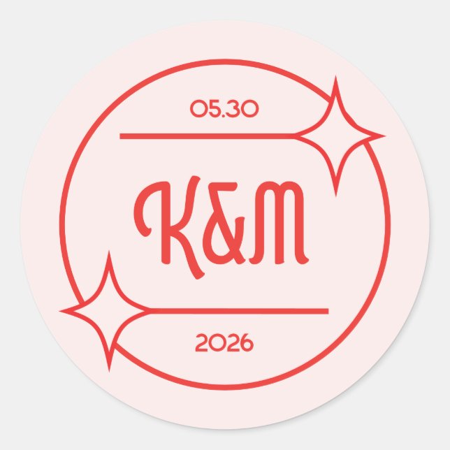 Retro-Diner-Hochzeitseinladungsaufkleber Runder Aufkleber (Vorderseite)