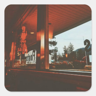 Retro Diner im Nordwestpazifik Quadratischer Aufkleber