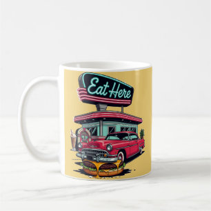 Retro-Diner Iss hier Classic Car Burger T-Shirt Kaffeetasse